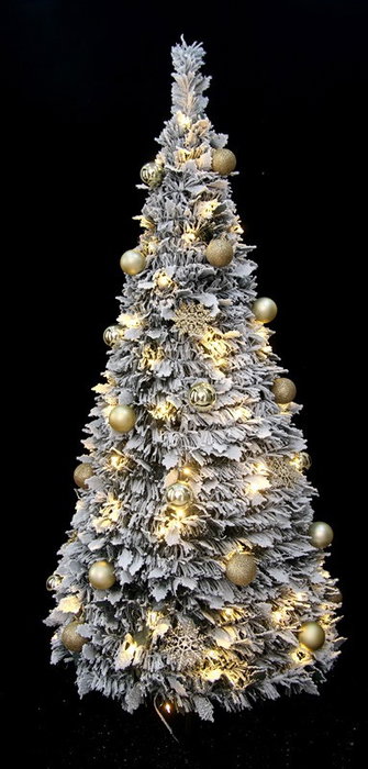 DKD Home Decor Árbol LED Plegable Nevado Dorado 150 cm