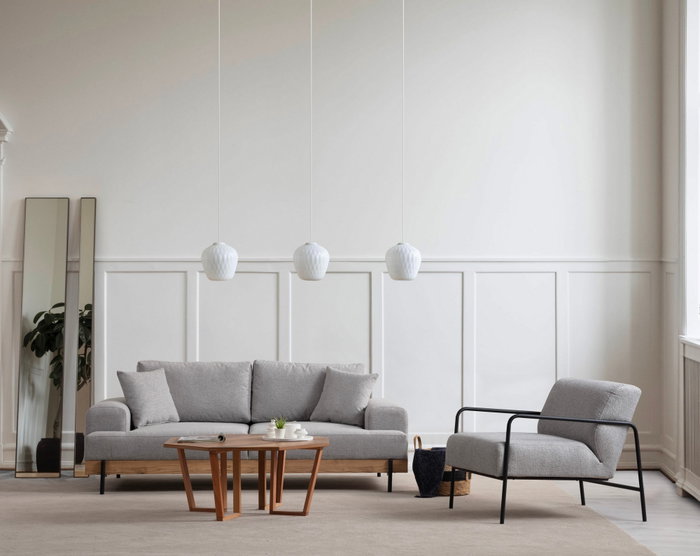 Atelier Del Sofa Sofá de 3 Plazas Eti Oak 3 Seater - Gris