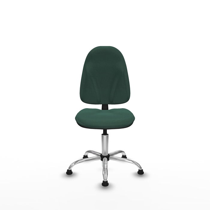 Silla de oficina Algarra con mecanismo Contacto permanente básico tapizada con Tela color Verde botella. Equipada con Base cromada, Sin brazosy Topes