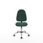 Silla de oficina Algarra con mecanismo Contacto permanente básico tapizada con Tela color Verde botella. Equipada con Base cromada, Sin brazosy Topes