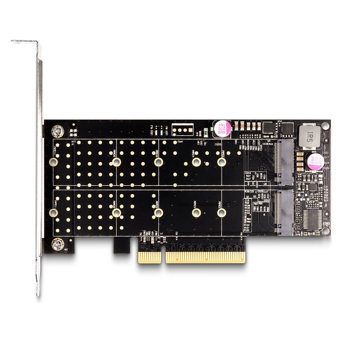 DeLOCK Tarjeta Expansión PCIe x8 a 2 x NVMe M.2 Interno - Bifurcación, Factor de Forma Low Profile, PCIe 4.0, Compatible Windows 10/11