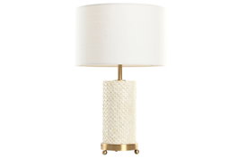 DKD Home Decor Lámpara de Sobremesa Latón y Hueso Blanco