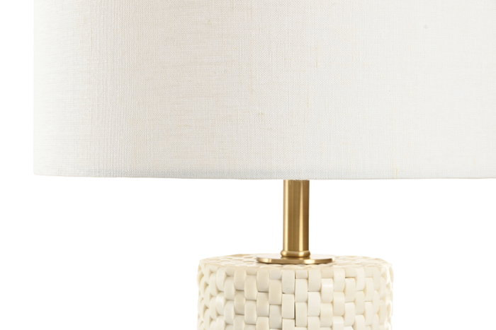 DKD Home Decor Lámpara de Sobremesa Latón y Hueso Blanco