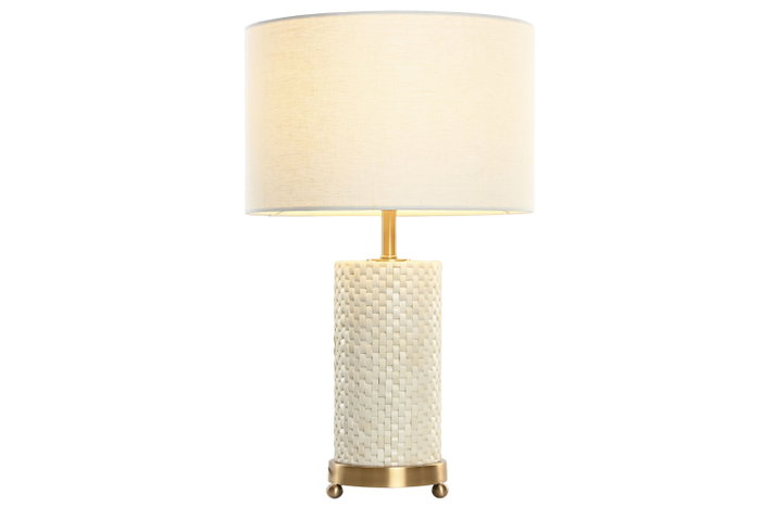 DKD Home Decor Lámpara de Sobremesa Latón y Hueso Blanco
