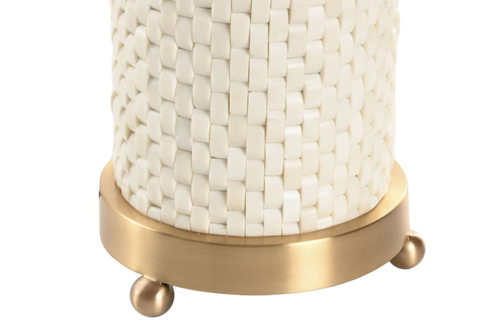 DKD Home Decor Lámpara de Sobremesa Latón y Hueso Blanco