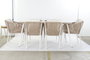 DKD Home Decor Mesa Comedor Terraza Y Jardin Beige Blanco 90 x 75 x 160 cm Set 7 Piezas Aluminio Poliester Cuerda Cristal