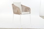 DKD Home Decor Mesa Comedor Terraza Y Jardin Beige Blanco 90 x 75 x 160 cm Set 7 Piezas Aluminio Poliester Cuerda Cristal
