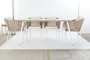 DKD Home Decor Mesa Comedor Terraza Y Jardin Beige Blanco 90 x 75 x 160 cm Set 7 Piezas Aluminio Poliester Cuerda Cristal