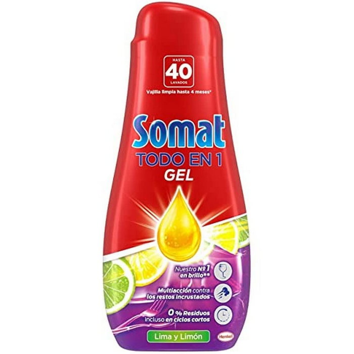 Somat Gel para Lavavajillas Todo en 1 Lima y Limón 40 Lavados