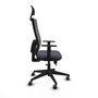 Silla de oficina Horna con mecanismo Sincro/Traslack tapizada con Tela color Gris oscuro y malla color Gris. Equipada con lumbar 1D, Brazos 1D, Cabecero Fijo y Ruedas 65 mm parqué