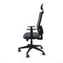 Silla de oficina Horna con mecanismo Sincro/Traslack tapizada con Tela color Gris oscuro y malla color Gris. Equipada con lumbar 1D, Brazos 1D, Cabecero Fijo y Ruedas 65 mm parqué