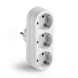 Famatel Adaptador Triple 2P+T 16A 250V con Entrada Frontal, Blanco, Blister