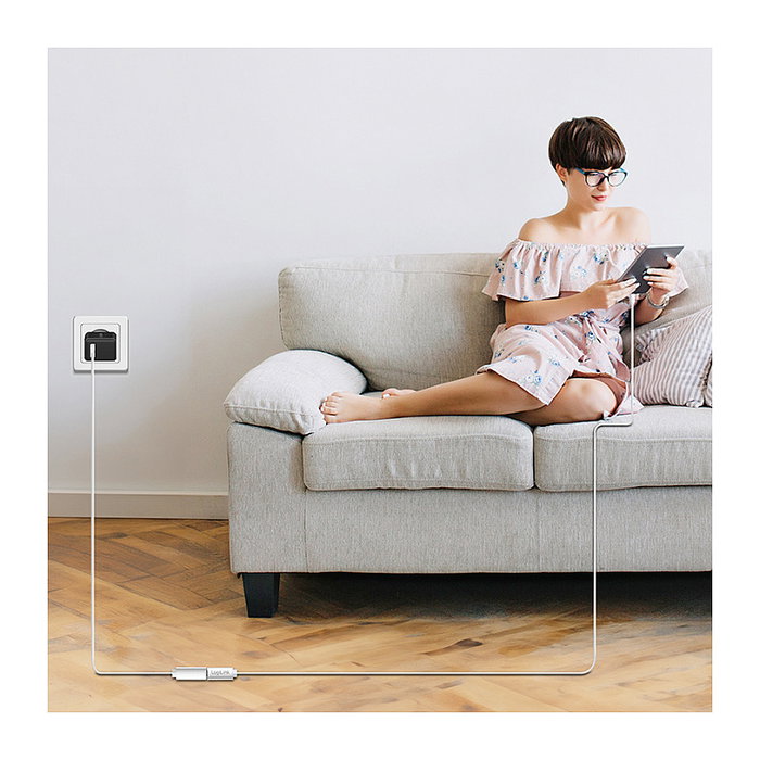 LogiLink Cable USB 2.0 Tipo C, 100W, 2 m, Blanco