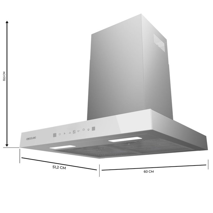Cecotec Bolero Flux TT 605500 Campana Extractora 60cm Cristal Blanco