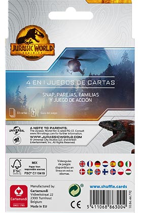 Shuffle Juego de Cartas 4 en 1 Jurassic World