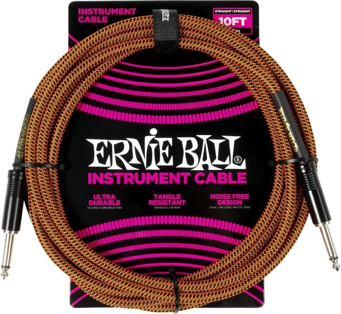 Ernieball Cable para Instrumento Trenzado Jack-Jack SS 3 M Naranja / Negro Ernieball Cable para Instrumento Trenzado Jack-Jack SS 3 M Naranja / Negro