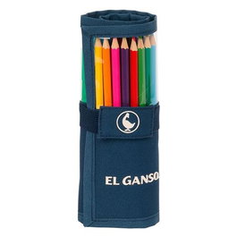 Safta Plumier Enrollable El Ganso Classic con 27 Piezas (Lápices, Rotuladores, Bolígrafos)