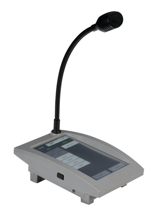 4EVAC Estación de micrófono de evacuación con pantalla táctil, gestión de mensajes y fuentes para sistemas de 255 zonas