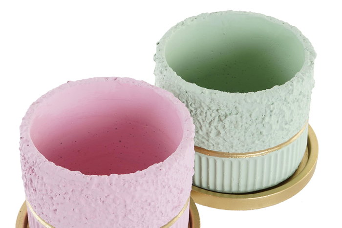 DKD Home Decor Set de 2 Macetas de Cemento Rugoso 20x20x16,5 cm
