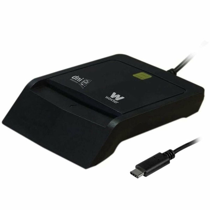 Woxter PE26-200 Lector de DNI electrónico y tarjetas inteligentes USB Tipo-C con adaptador Negro Woxter PE26-200 Lector de DNI electrónico y tarjetas inteligentes USB Tipo-C con adaptador Negro
