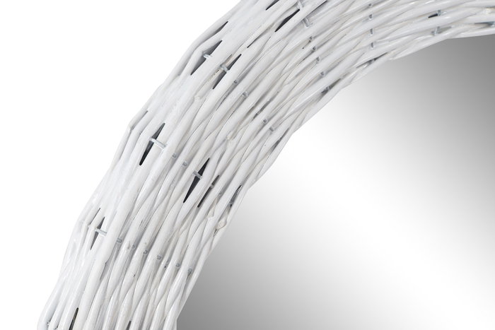DKD Home Decor Espejo de Mimbre Trenzado Blanco 63x63 cm