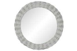 DKD Home Decor Espejo de Mimbre Trenzado Blanco 63x63 cm