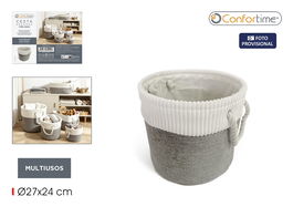 Inde Cesta de Almacenaje Redonda Confortime, Dimensiones 28.3 cm Ancho x 7 cm Alto x 28.2 cm Largo (12 Unidades)