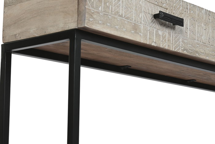 DKD Home Decor Consola Indio Blanco, 120 x 33 x 76 cm, Mango y Metal DKD Home Decor Consola Indio Blanco, 120 x 33 x 76 cm, Mango y Metal