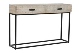 DKD Home Decor Consola Indio Blanco, 120 x 33 x 76 cm, Mango y Metal