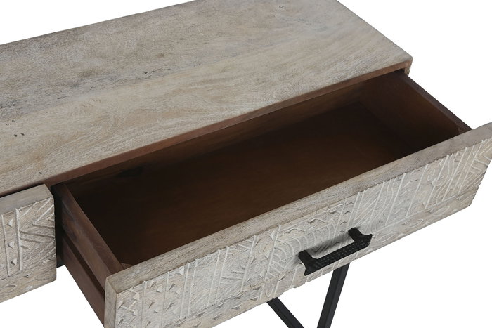 DKD Home Decor Consola Indio Blanco, 120 x 33 x 76 cm, Mango y Metal DKD Home Decor Consola Indio Blanco, 120 x 33 x 76 cm, Mango y Metal