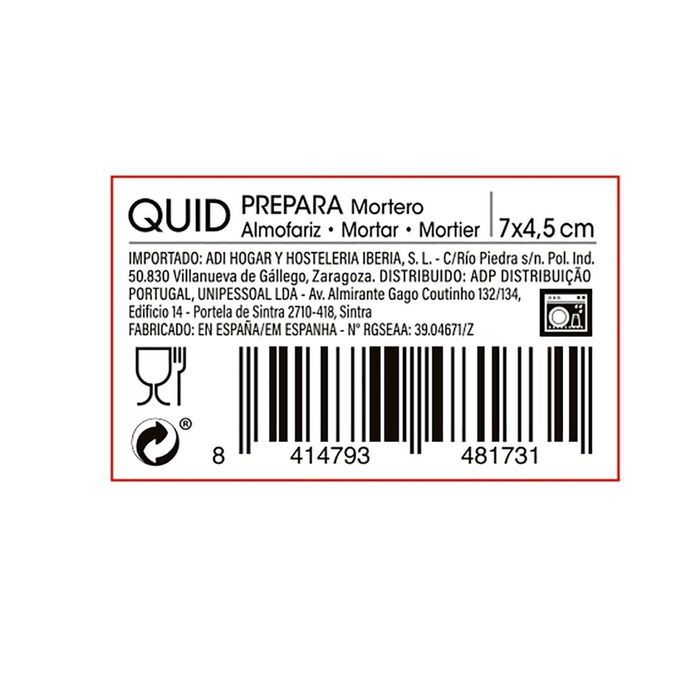 Mortero Loza Prepara Quid 7x4,5 cm (24 Unidades)