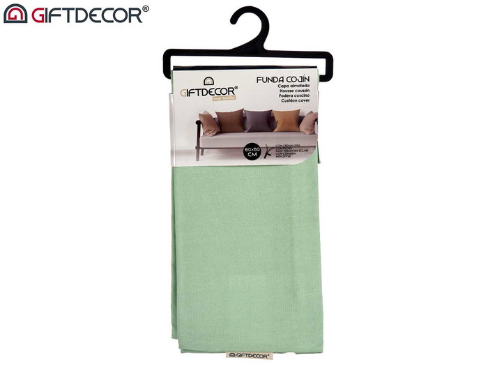 Giftdecor Funda Cojin Cremallera 60x60 cm Verde Poliester 65% Algodon 35% (Set de 24)