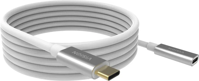 Vision TC 2MUSBCEXT Cable USB 3.2 Gen 2 USB-C a USB-C, 2 m, 10 Gbps, carga 3A, blanco