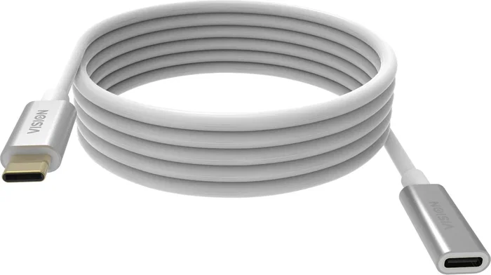 Vision TC 2MUSBCEXT Cable USB 3.2 Gen 2 USB-C a USB-C, 2 m, 10 Gbps, carga 3A, blanco