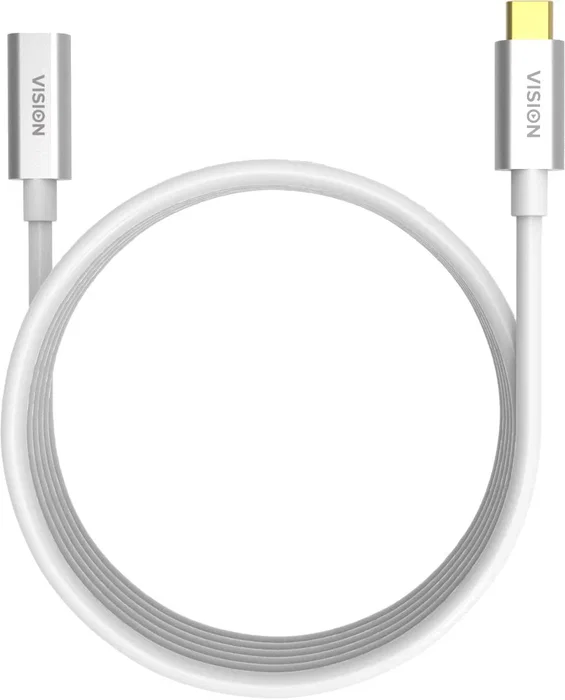 Vision TC 2MUSBCEXT Cable USB 3.2 Gen 2 USB-C a USB-C, 2 m, 10 Gbps, carga 3A, blanco