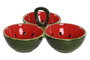 DKD Home Decor Set de 3 Cuencos de Gres Fruits 24 Sandía Rojo y Verde