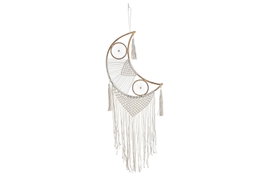 DKD Home Decor Atrapasueños de Macramé Luna en Algodón y Ratán
