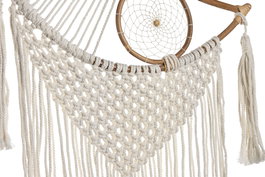 DKD Home Decor Atrapasueños Boho 1 x 125 x 39 cm Crema Natural Algodón Ratán