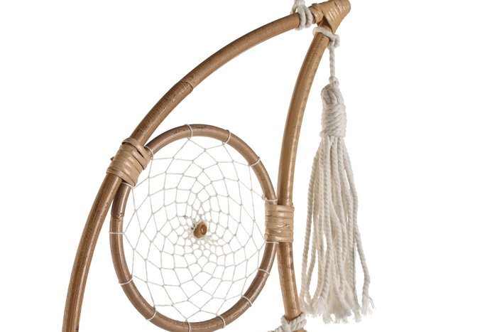 DKD Home Decor Atrapasueños Boho 1 x 125 x 39 cm Crema Natural Algodón Ratán