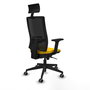 PIQUERAS Y CRESPO Silla de oficina Horna con mecanismo Sincro, Tela Amarilla y Malla Negra