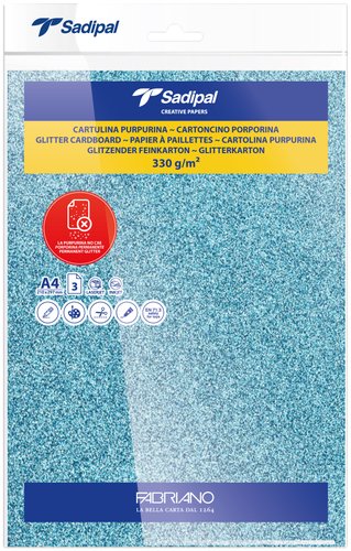SADIPAL Cartulina con Purpurina A4 Azul Claro 330g Paquete de 3 SADIPAL Cartulina con Purpurina A4 Azul Claro 330g Paquete de 3