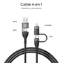 Subblim Cable USB 4 en 1 60W Carga Rápida PD 3.0 QC 3.0 USB-A 2xUSB-C Lightning 1 m Negro para Móvil, Tablet y Portátil SUBCAB-4IN101