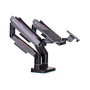 Thermaltake GEA-MSR-DMSBLK-01 Brazo de Monitor Gaming Doble con RGB, Soporte para 2 Pantallas de 17 a 35 Pulgadas, Capacidad 20 kg, Ajuste de Altura e Inclinación, Negro y Gris