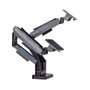 Thermaltake GEA-MSR-DMSBLK-01 Brazo de Monitor Gaming Doble con RGB, Soporte para 2 Pantallas de 17 a 35 Pulgadas, Capacidad 20 kg, Ajuste de Altura e Inclinación, Negro y Gris