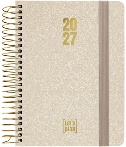 Grafoplas Agenda Anual 2027 Metallic A6 con tapa extradura y goma color arena Grafoplas Agenda Anual 2027 Metallic A6 con tapa extradura y goma color arena