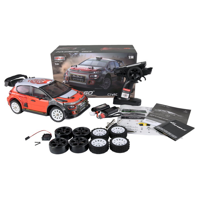 AMEWI Citroën C3 WRC Hyper Go Rallye/Drift 4WD 1:14 RTR - Coche RC Rally 45 kmh, Motor sin escobillas, Batería Li-ion 2000 mAh, Edad 14+