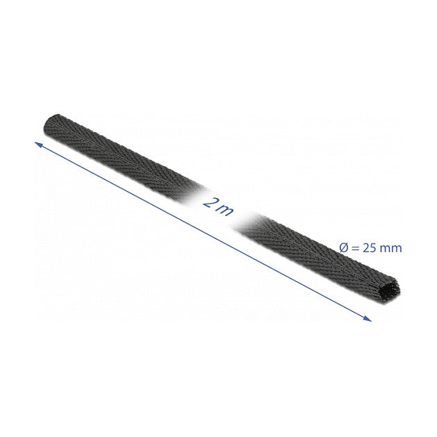 DeLOCK Tubo termorretráctil de tela 2 m x 25 mm negro, relación 2:1