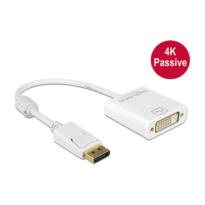 DeLOCK 62602 Adaptador de Video DisplayPort 1.2 a DVI Blanco
