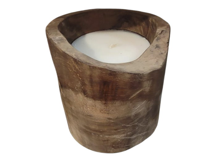DKD Home Decor Vela de Cera de Parafina y Teca Natural 18x18x18 cm DKD Home Decor Vela de Cera de Parafina y Teca Natural 18x18x18 cm