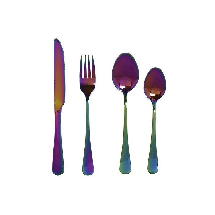 DKD Home Decor Set de Cubertería Modern Mision de 24 Piezas en Acero Inoxidable Iridiscente